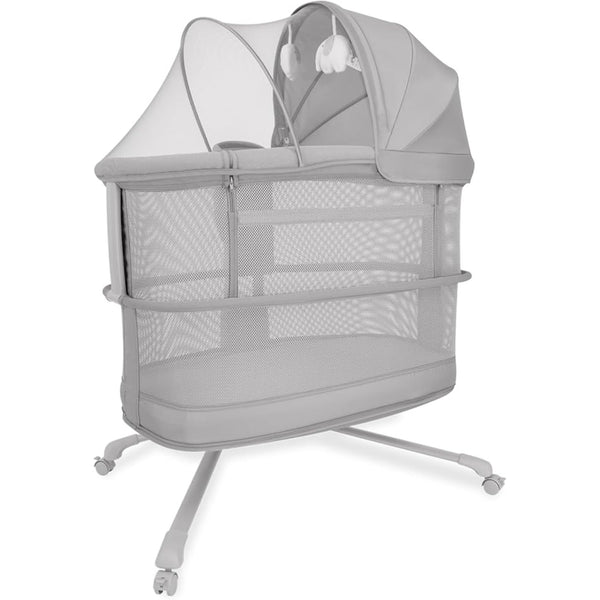 Mastela Baby Bassinet Dream Starlight Bedside Crib with Mosquito Net – Dark Grey