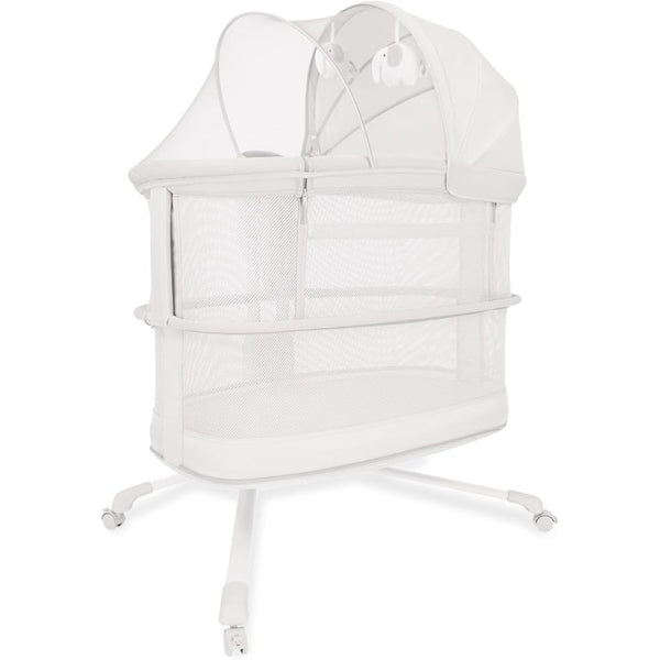 Mastela Baby Bassinet Dream Starlight Bedside Crib with Mosquito Net – Light Grey / White
