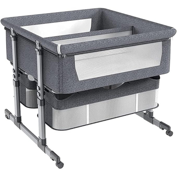 Twin Baby Cradle with Storage & Breathable Mesh – Dual Bassinet for Newborns
