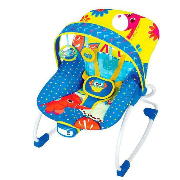 Mastela Recline Bouncer with Music & Vibration – Blue - Multicolor Animal Theme