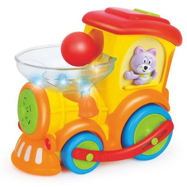Hola Drop N Go Train Toy for Toddlers – Interactive Musical Engine with Chasing Balls, Lights & Motion
