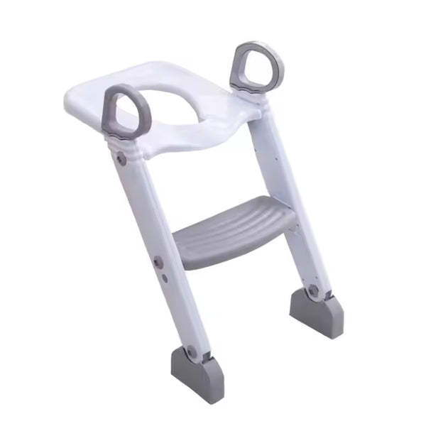 1-Step Potty Training Stool with Handle – White & Grey