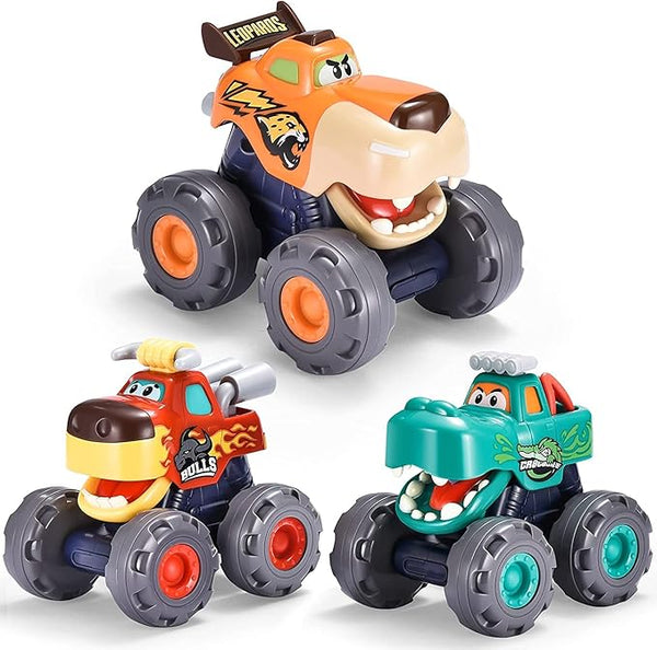 Hola 3 Monster Truck Set – Colorful Push-and-Go Vehicles for Toddlers