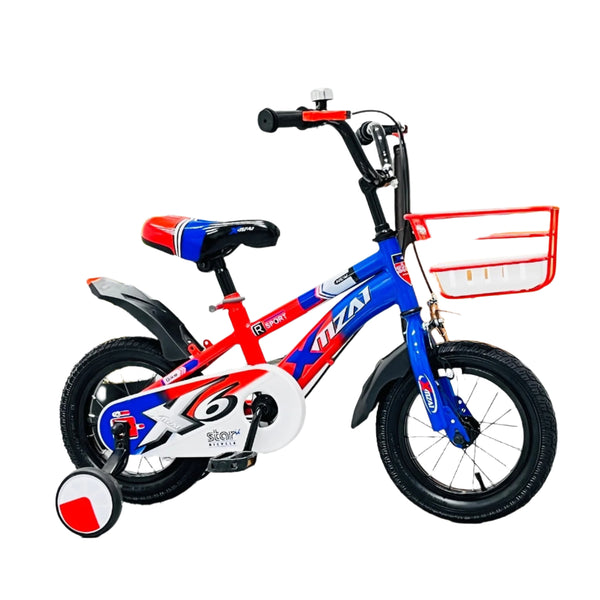 Xmzai 14" Kids Bicycle with Training Wheels & Front Basket – Blue & Red