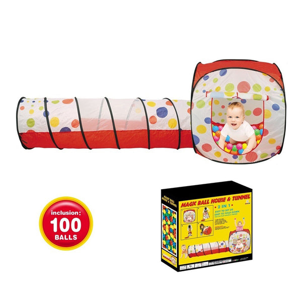 2-in-1 Kids Play Tent with 100 Balls | Tunnel |