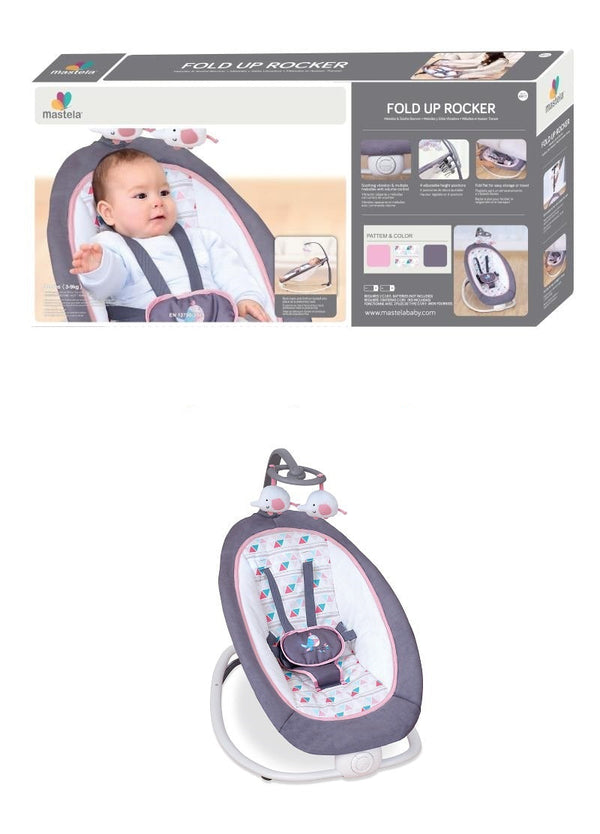 Mastela Foldable Baby Balance Bouncer - Grey/Pink - Babies World