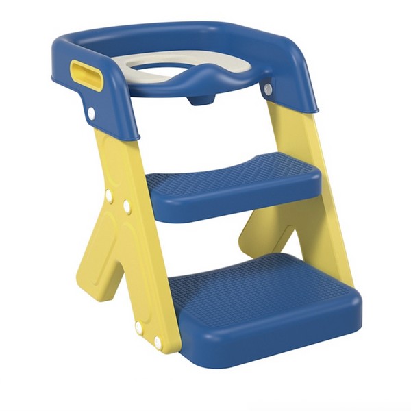 Children’s 2-Step Safety Stool with Handle – Blue & Yellow (Foldable Design)