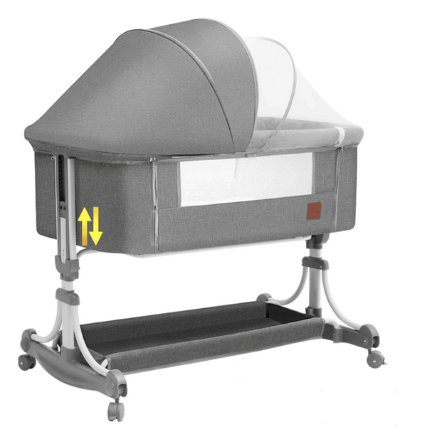 5-in-1 Baby Cradle – Grey | Multi-Functional Cot, Rocker, and Bassinet