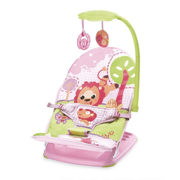 Mastela Fold-Up Infant Seat – Pink Lion Design with Toy Bar